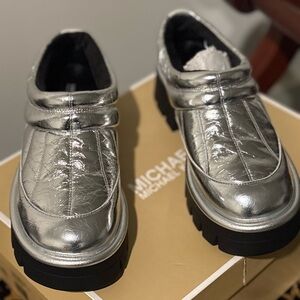 Michael Kors Metallic Silver Loafers